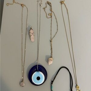 Gold and Silver Evil Eye Necklace Set